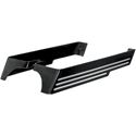 Picture of CYCLESMITHS, BILLET SADDLEBAG EXTENSIONS, BLACK POWDER-COAT W/ cut-outs, for dual exhausts, Part# 3501-0699