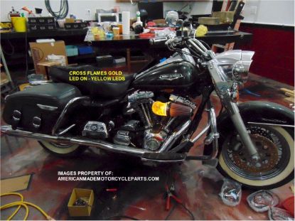 3D LED CROSS FLAMES Air Filter GOLD